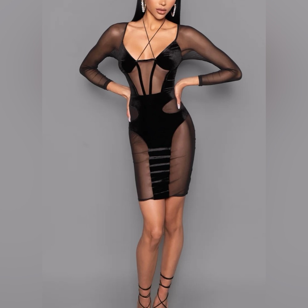 Black Mini Sheer Dress Sz XS